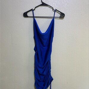 Elegant Blue Draped Women's Dress